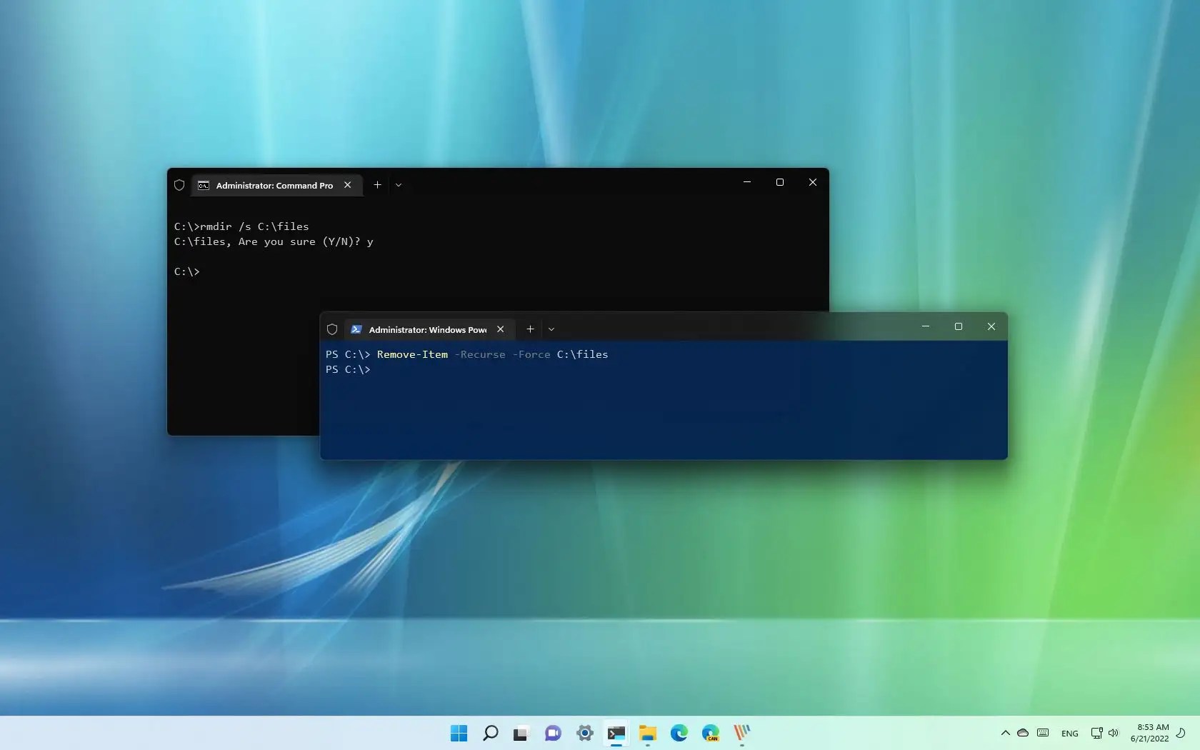 How to delete folder with subfolders using commands on Windows 11