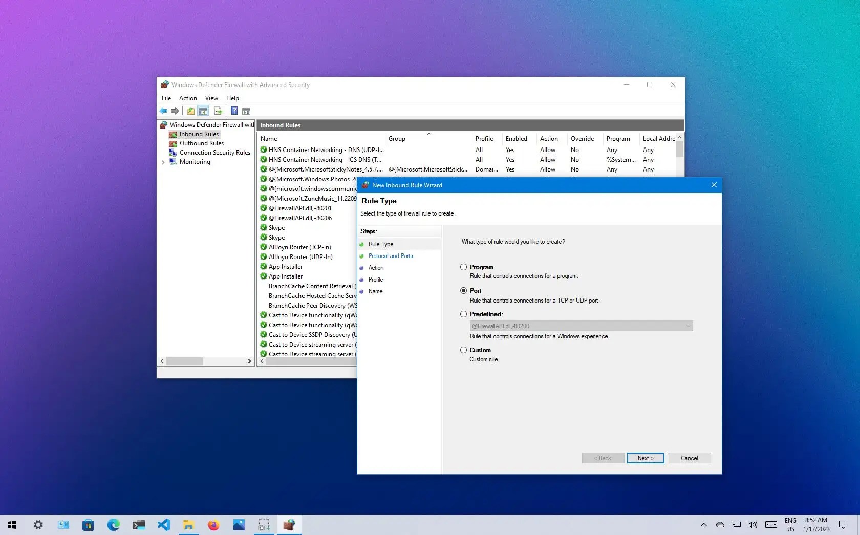 How to open firewall port on Windows 10 Pureinfotech
