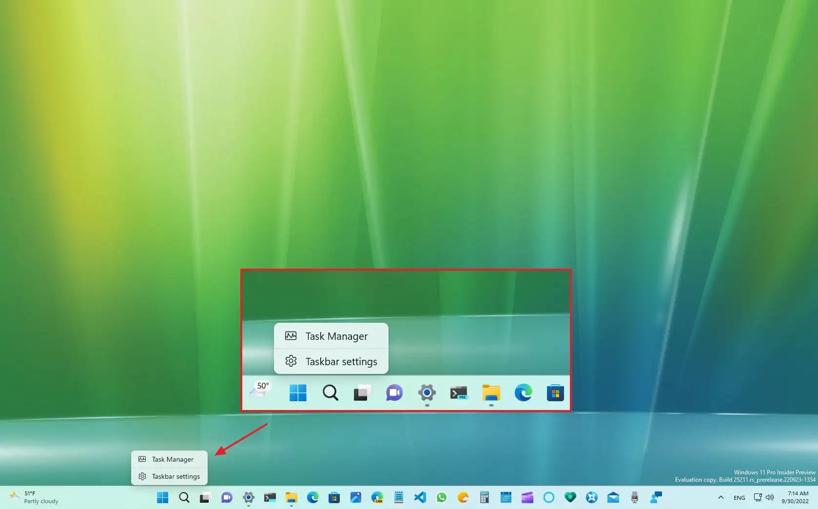 How to enable Task Manager option in Taskbar menu on Windows 11