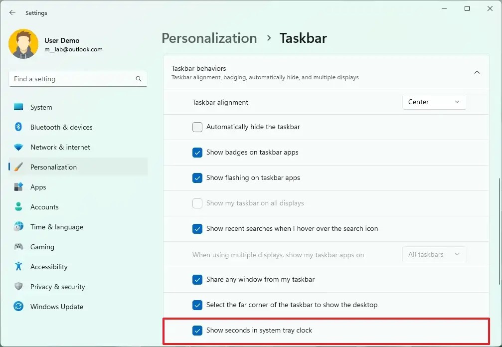 How to show seconds in Taskbar clock on Windows 11 Pureinfotech