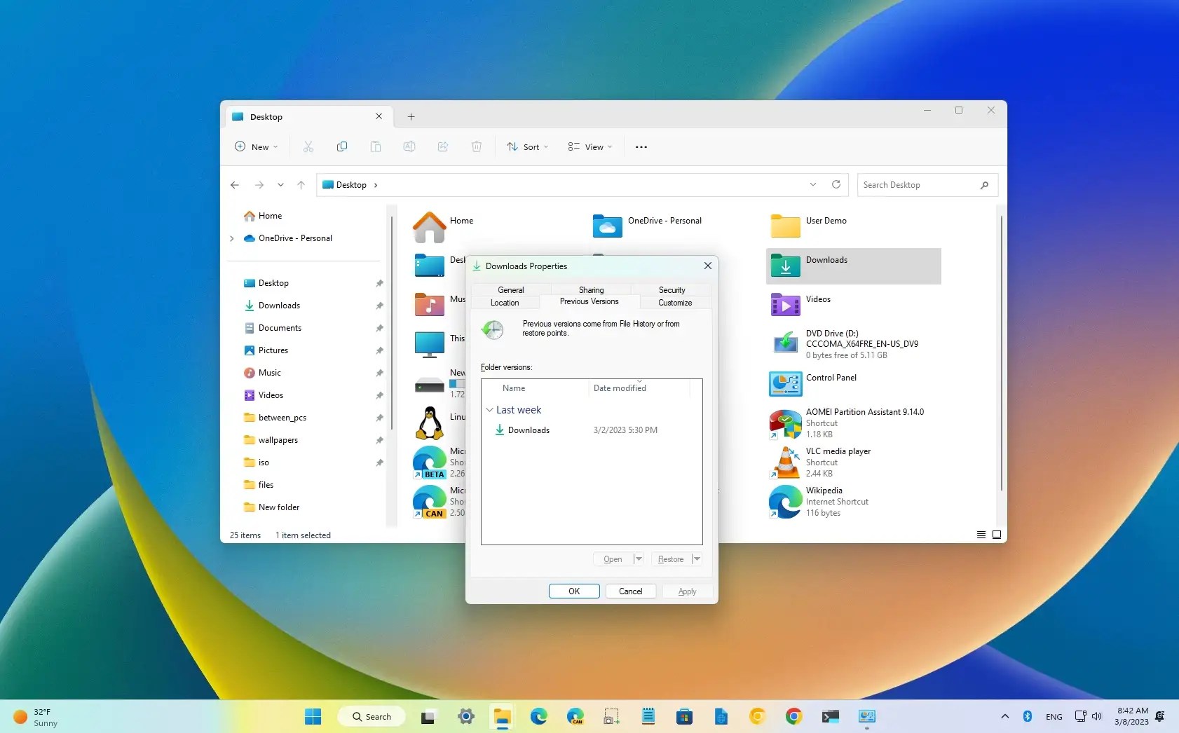 How to enable Previous Versions to recover files on Windows 11