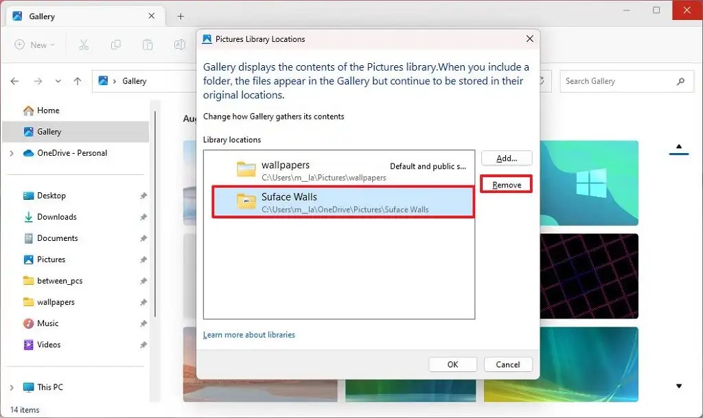 How to add or remove folders to Gallery for File Explorer on Windows 11
