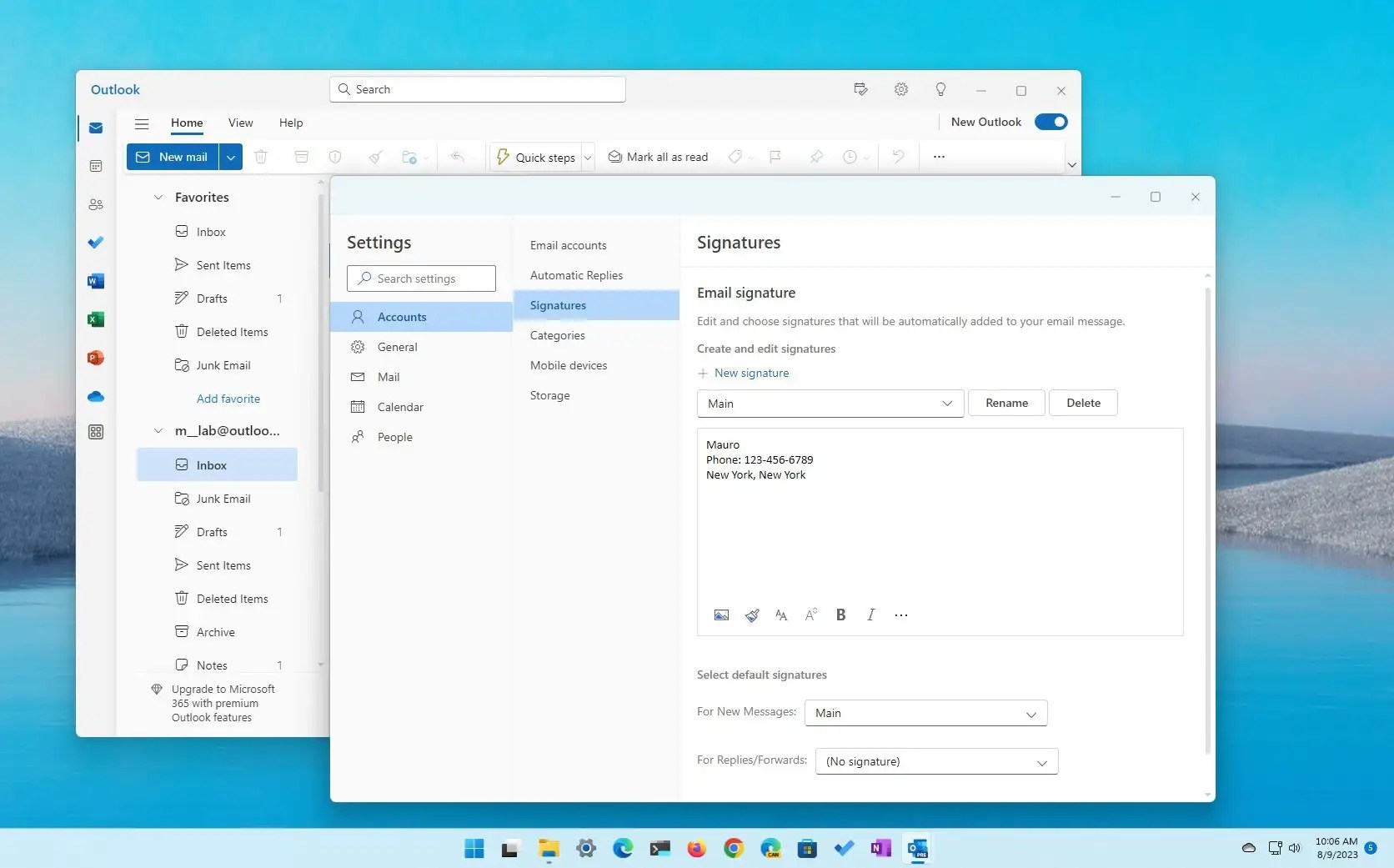 How to create email signature on new Outlook app for Windows 11