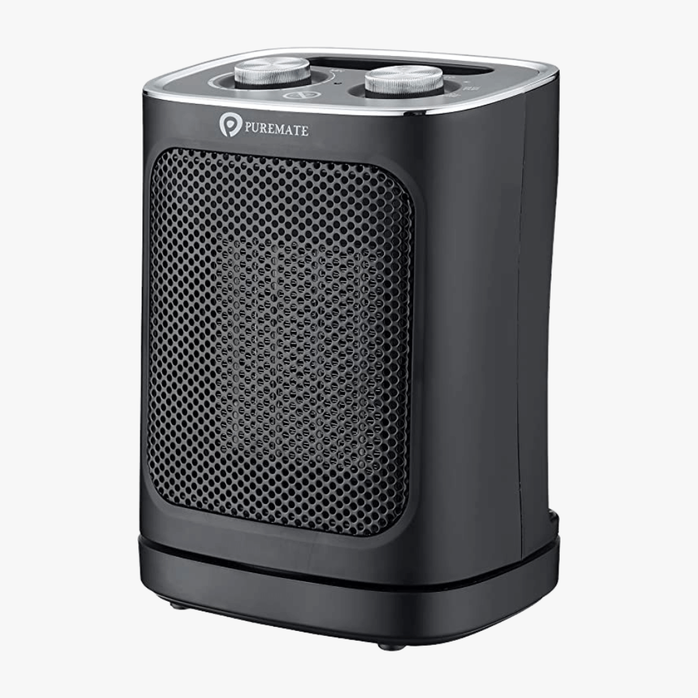 1800W Ceramic Tower Fan Heater with Automatic Oscillation Black