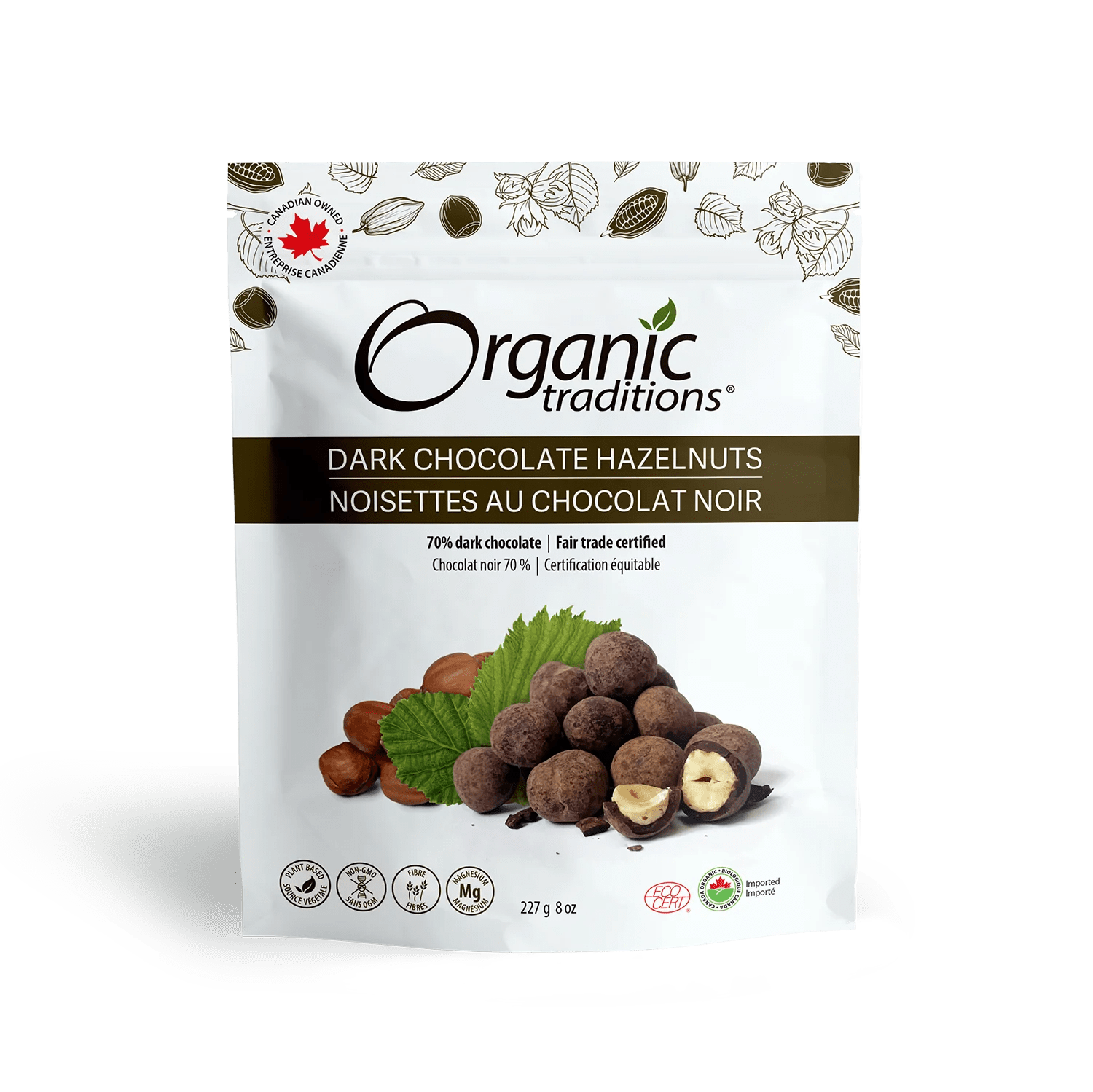 Organic Traditions Hazelnuts Dark Chocolate 227g Pure Integrative
