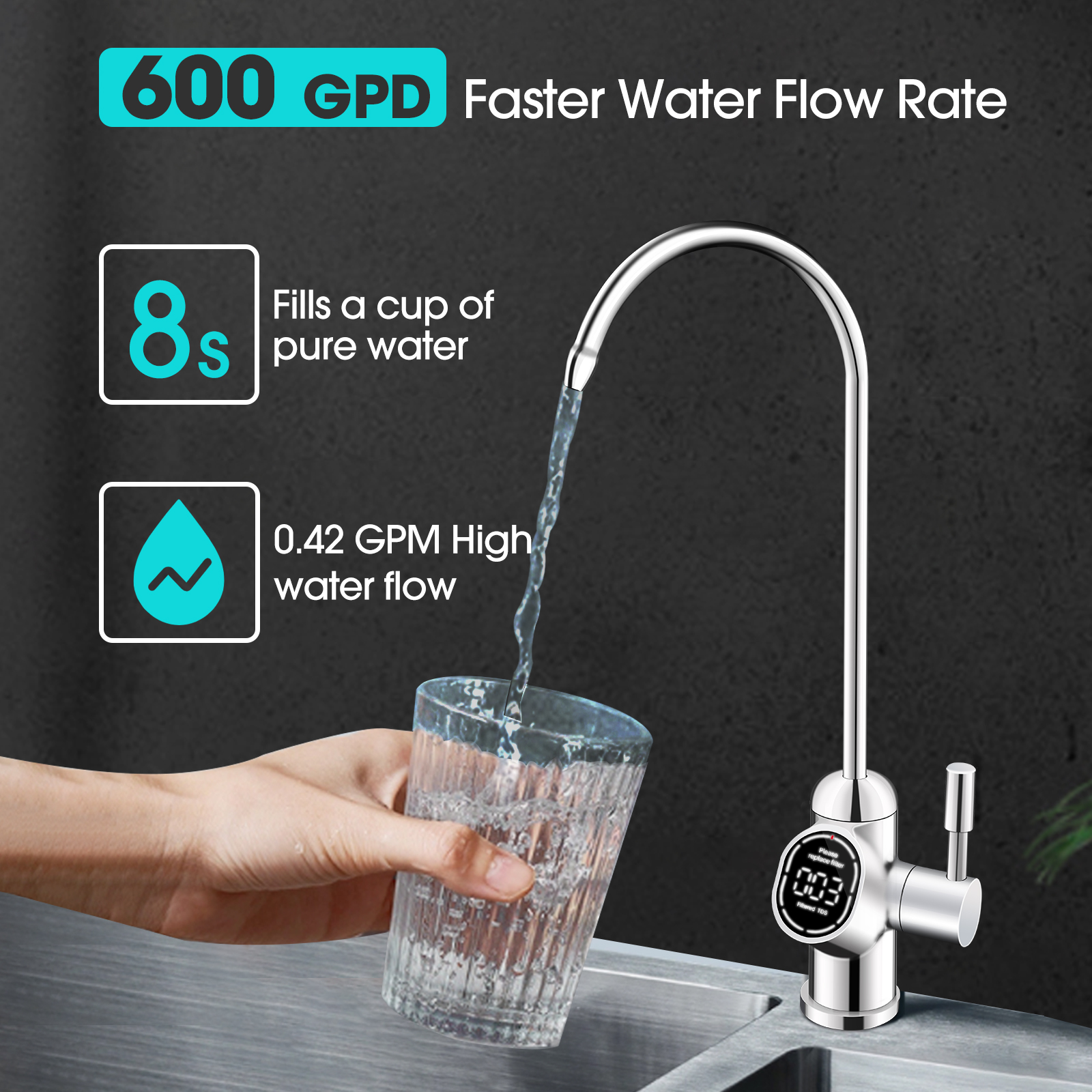 PUREPLUS Reverse Osmosis Water Filter Under Sink 600 GPD PurePlus Filter