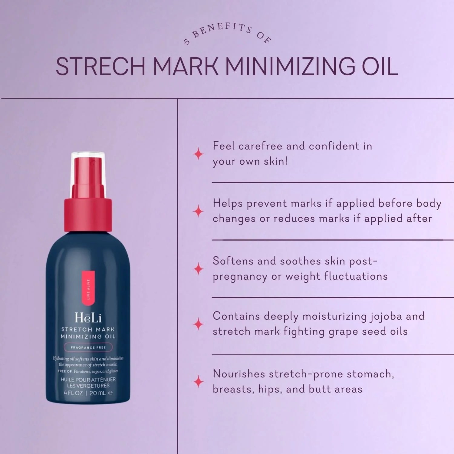 HēLi Stretch Mark Minimizing Oil Pure Romance