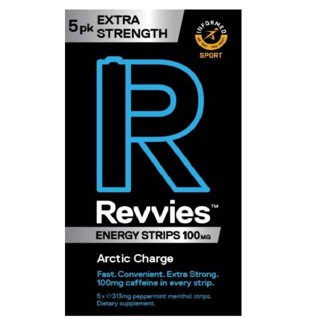 Revvies Energy Strips Extra Strength Arctic Charge 100mg Pure Running