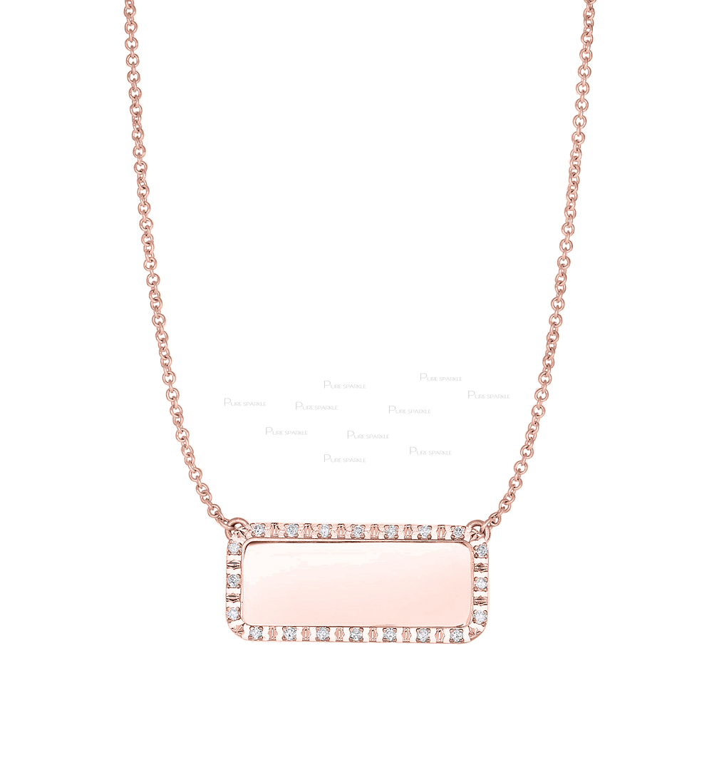 14K Gold 0.13 Ct. Diamond Rectangle Pendant Necklace Fine Jewelry eBay