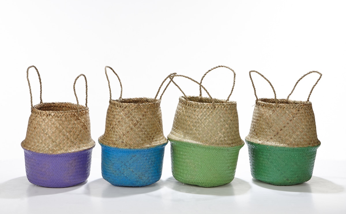 Grass Basket with Lining Pure Yellow