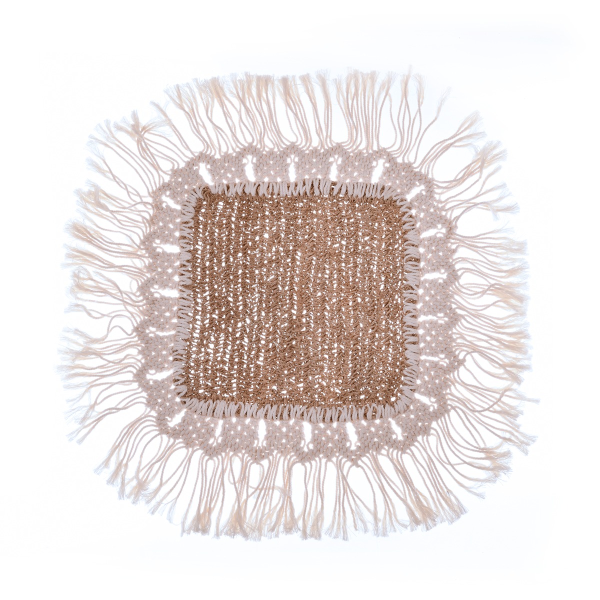 Square Agel Placemat with Macrame Pure Yellow