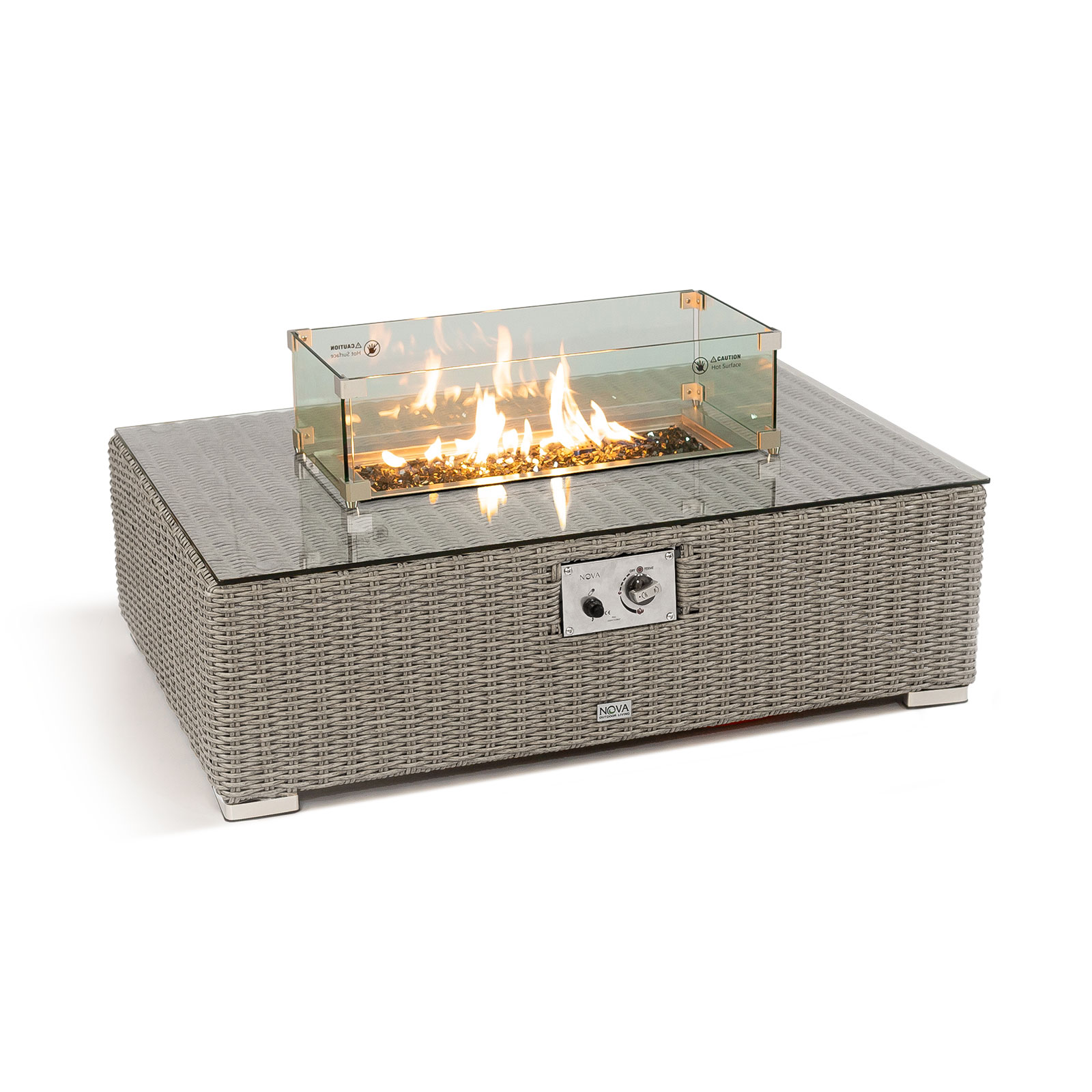 Nova Chelsea Heritage Firepit Coffee Table Rectangular White Wash