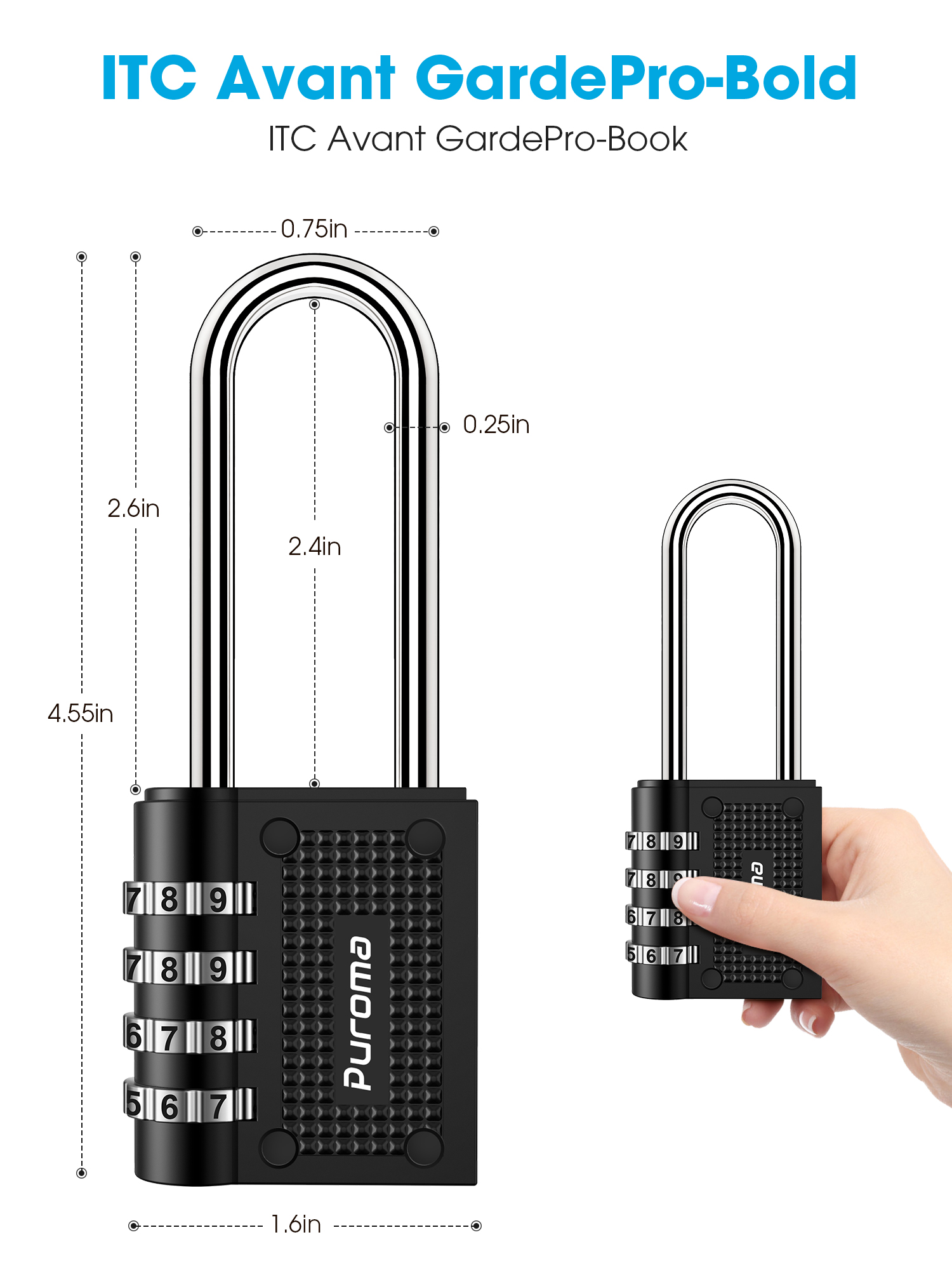 PL01A 2 Pack 4 Digit Combination Lock Puroma