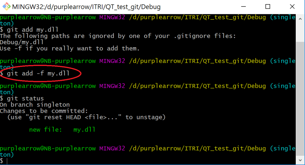 How to Commit a File which is Ignored in .gitignore? purplearrow