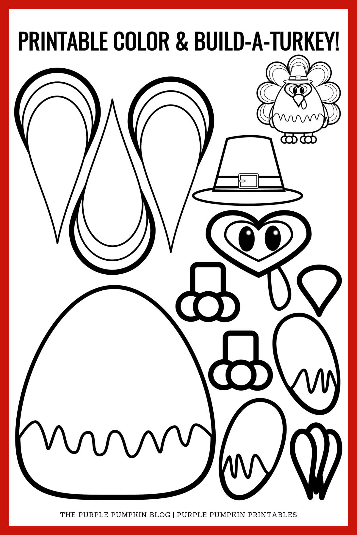 Printable Color & Build a Turkey for Thanksgiving and Christmas