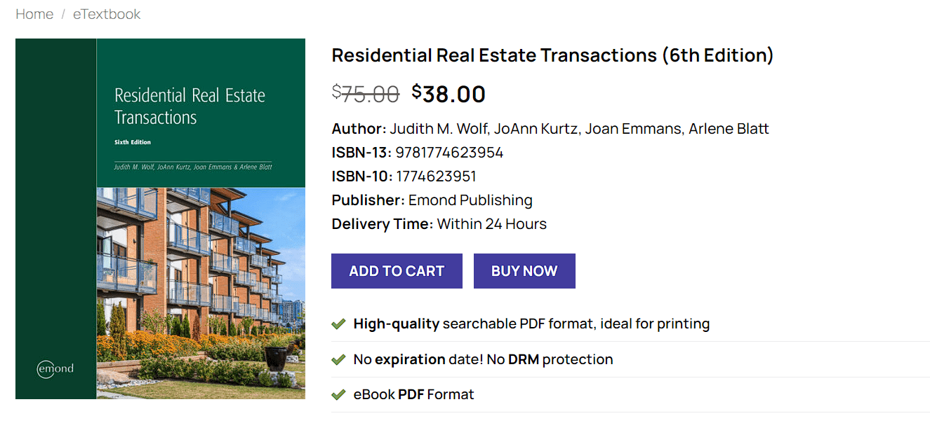 (PDF) Residential Real Estate Transactions, 6th Edition Emond Publishing