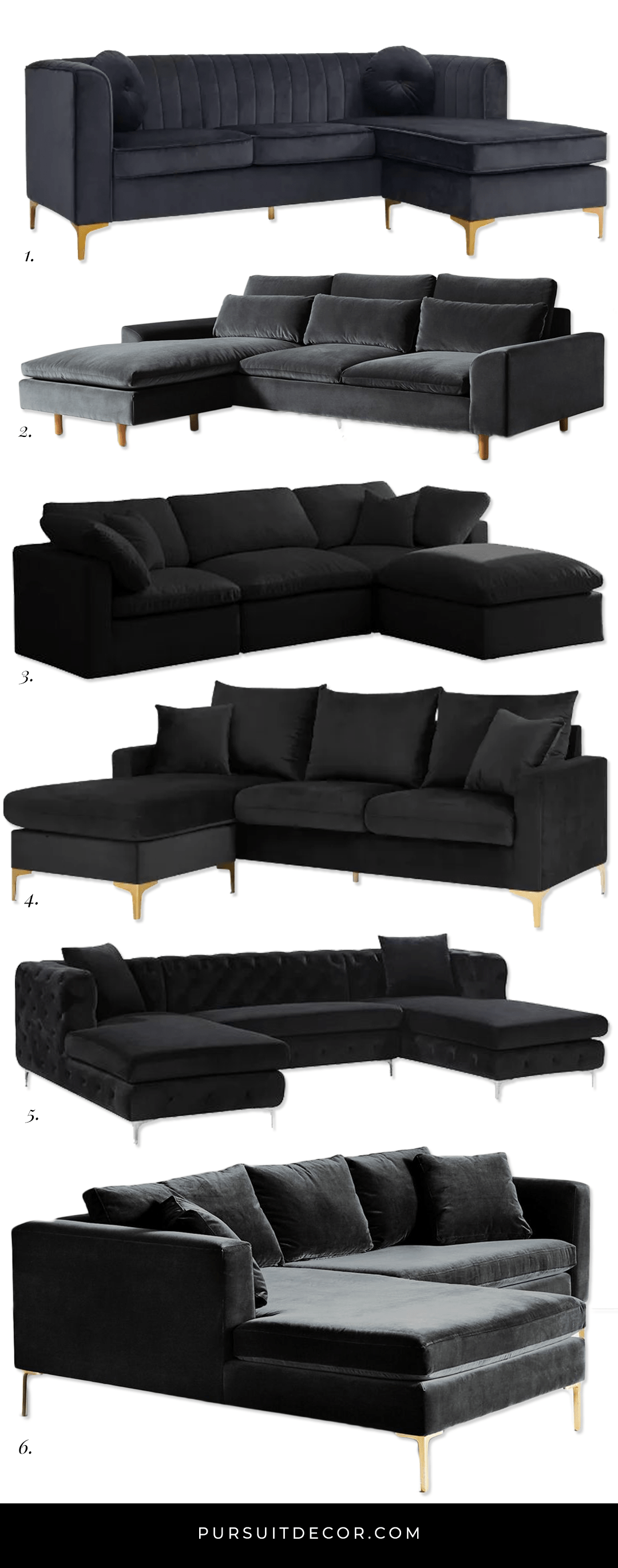6 Luxurious Black Velvet Sectional Sofas You'll Love Pursuit Decor