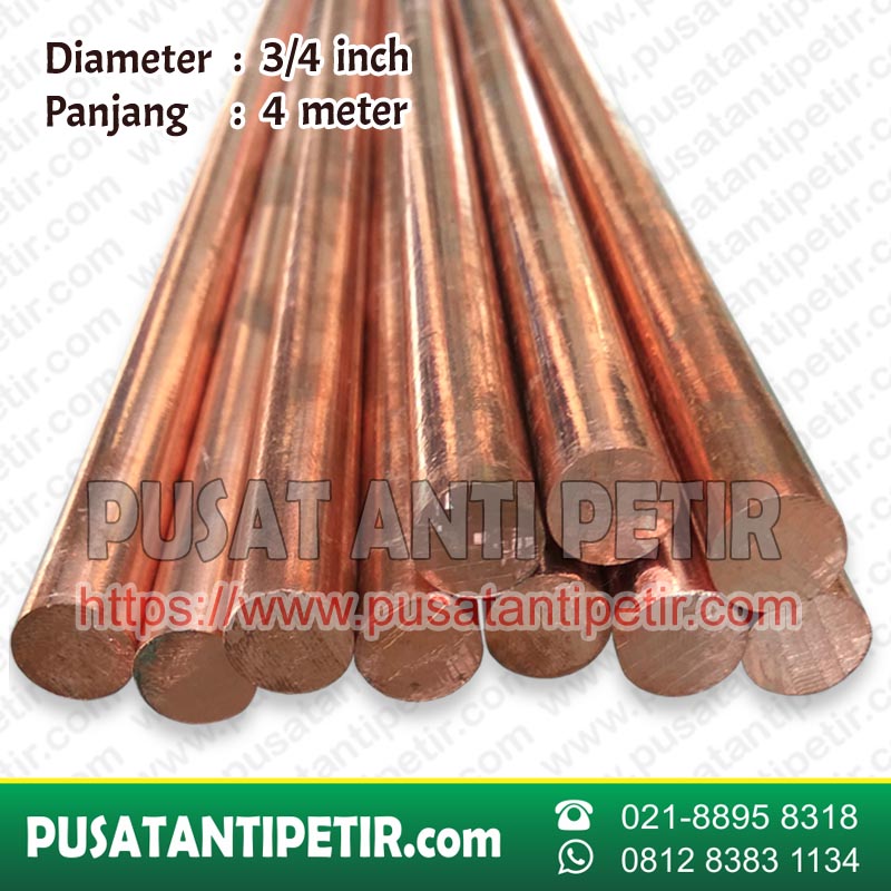 Copper Rod 3/4 inch x 4 meter GROUNDING Pusat Anti Petir
