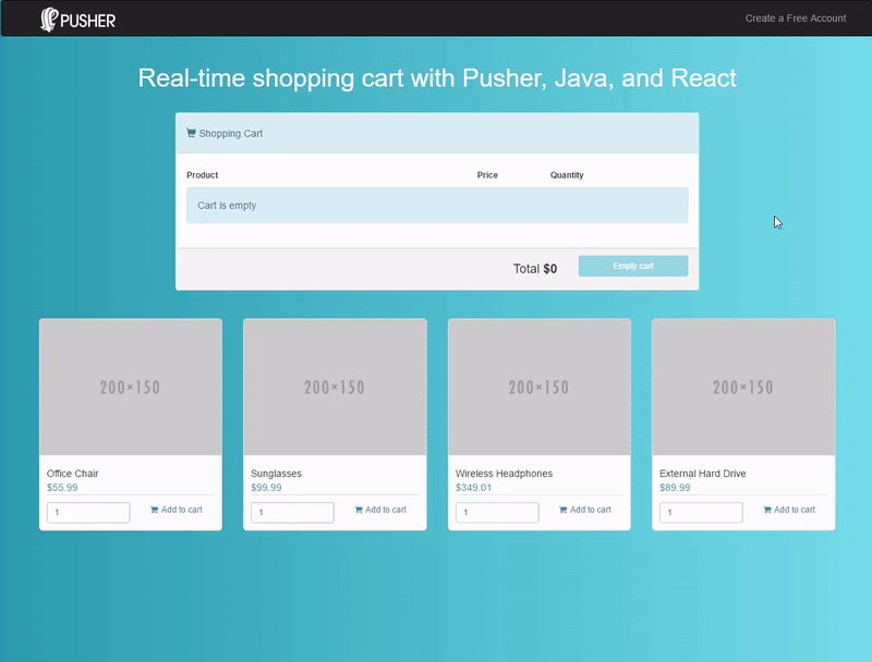 Build a realtime shopping cart with Java and React Pusher tutorials