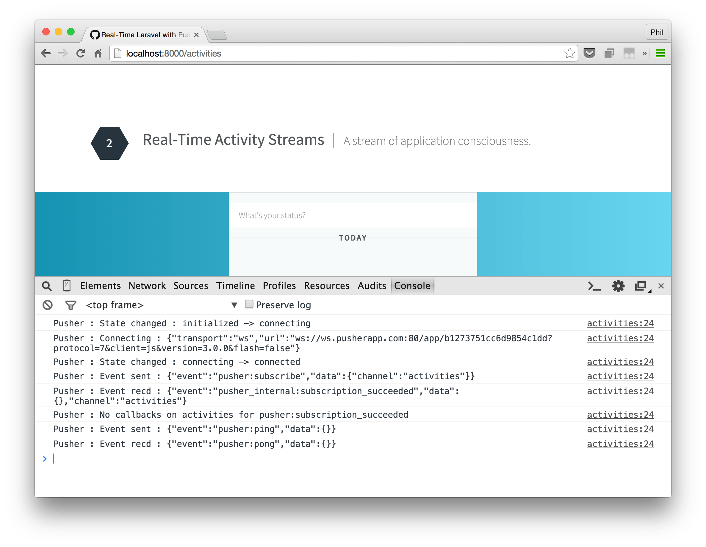 Debugging with the Pusher JavaScript library Building RealTime