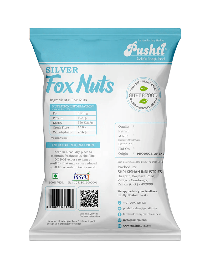 Pushti Silver Fox Nuts 200G Pushti Nuts