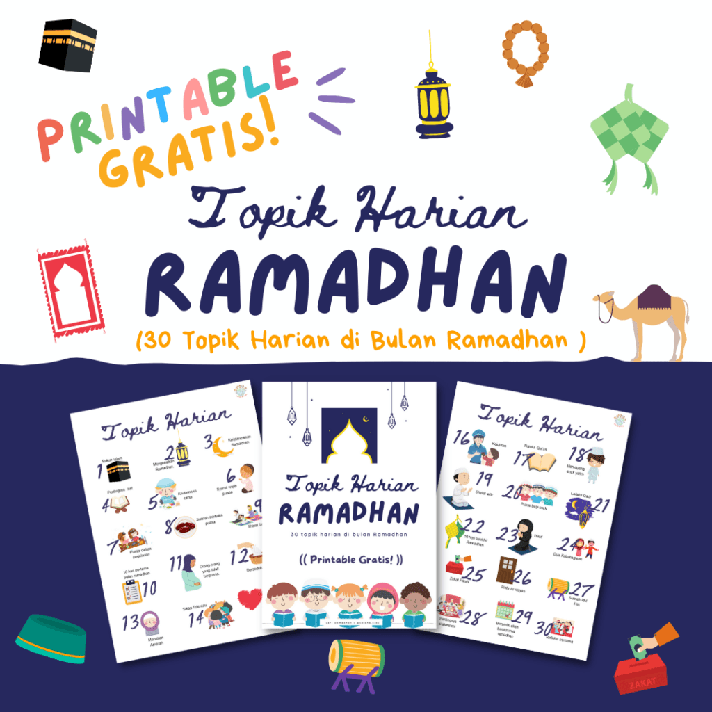 [ Printable Gratis Free Printable ] 30 Topik Harian Ramadhan Anak