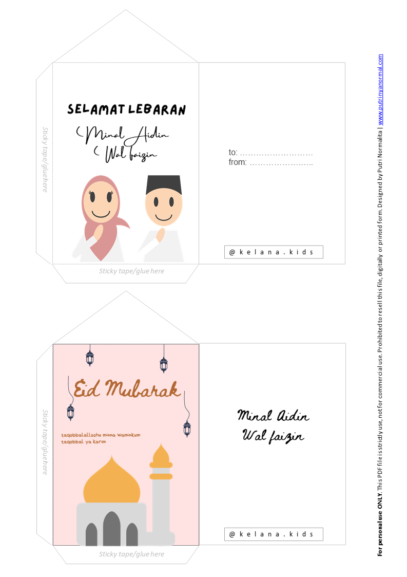[ Free Printable Printable Gratis ] DIY Amplop Lebaran 2024