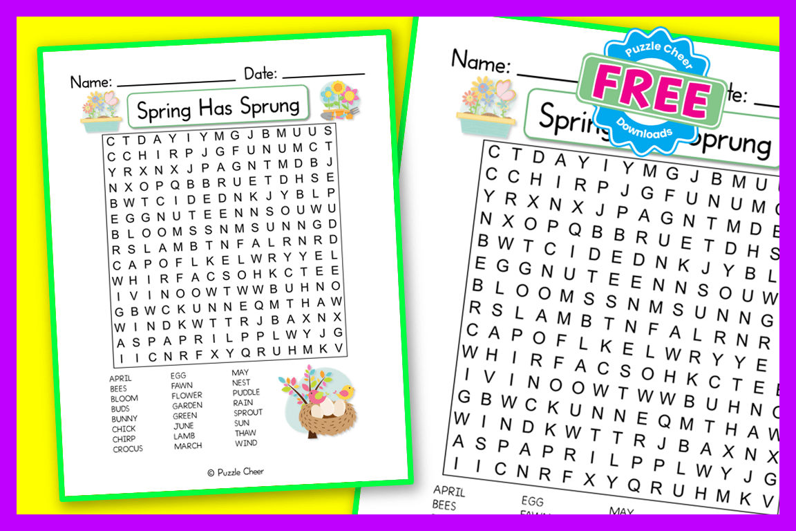 Spring Word Search For Kids - Puzzle Cheer