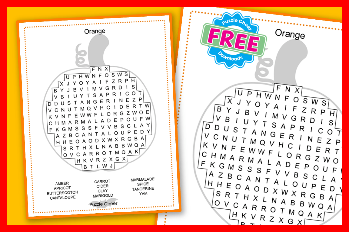 Halloween Word Search Puzzle All About Orange Puzzle Cheer