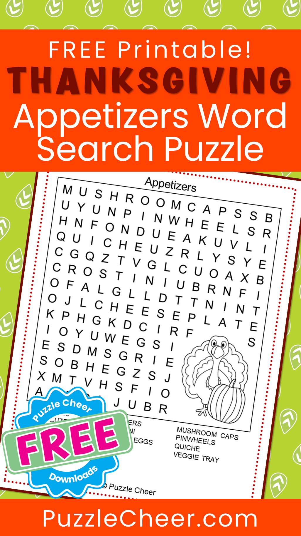 Thanksgiving Appetizers Word Search Puzzle Puzzle Cheer