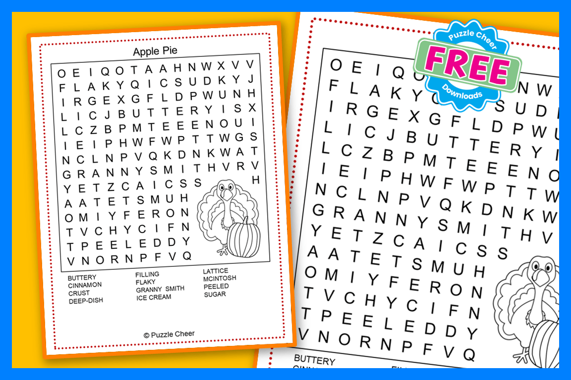 Thanksgiving Apple Pie Word Search Puzzle Puzzle Cheer