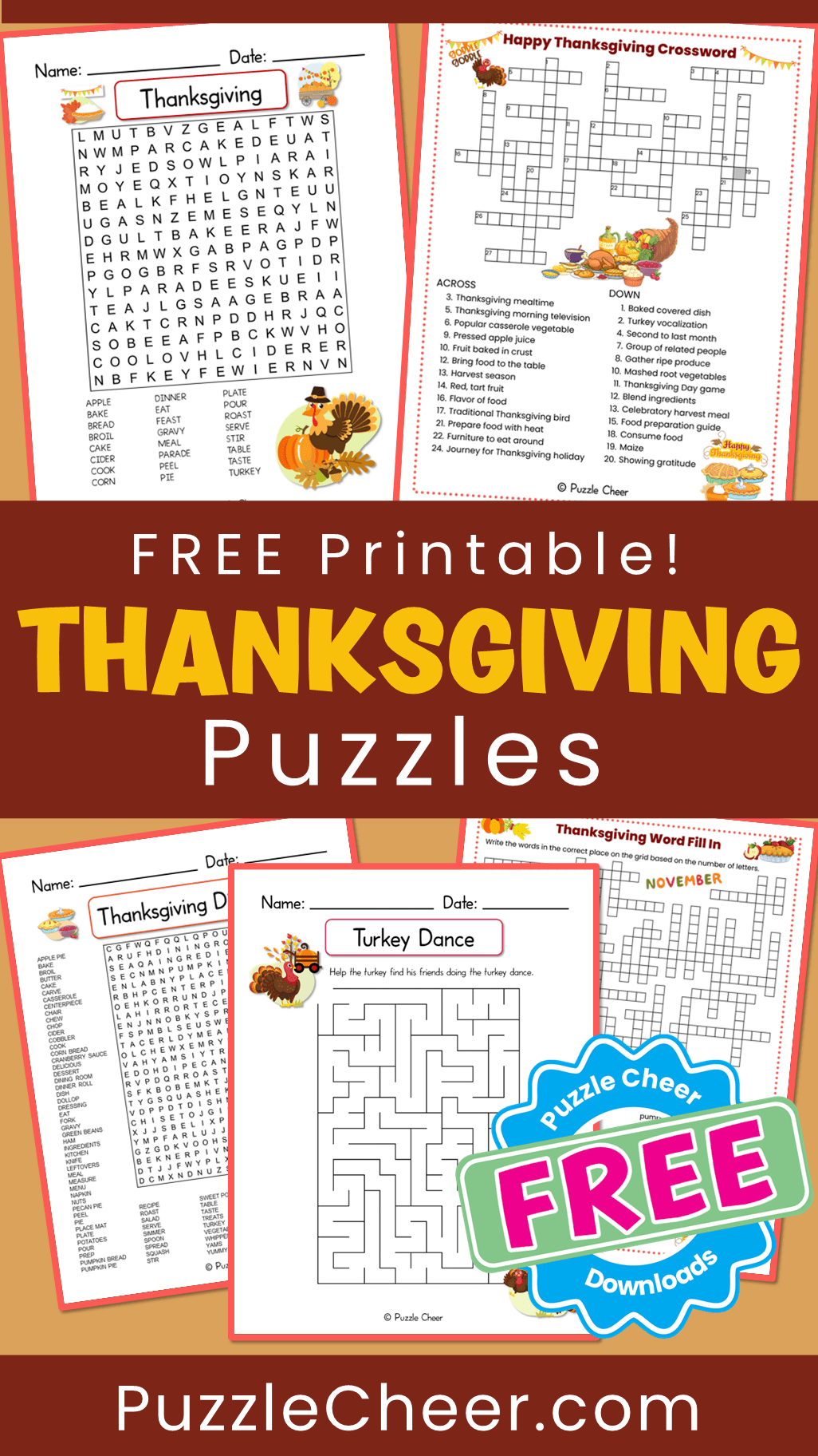 Printable Thanksgiving Puzzles - Puzzle Cheer