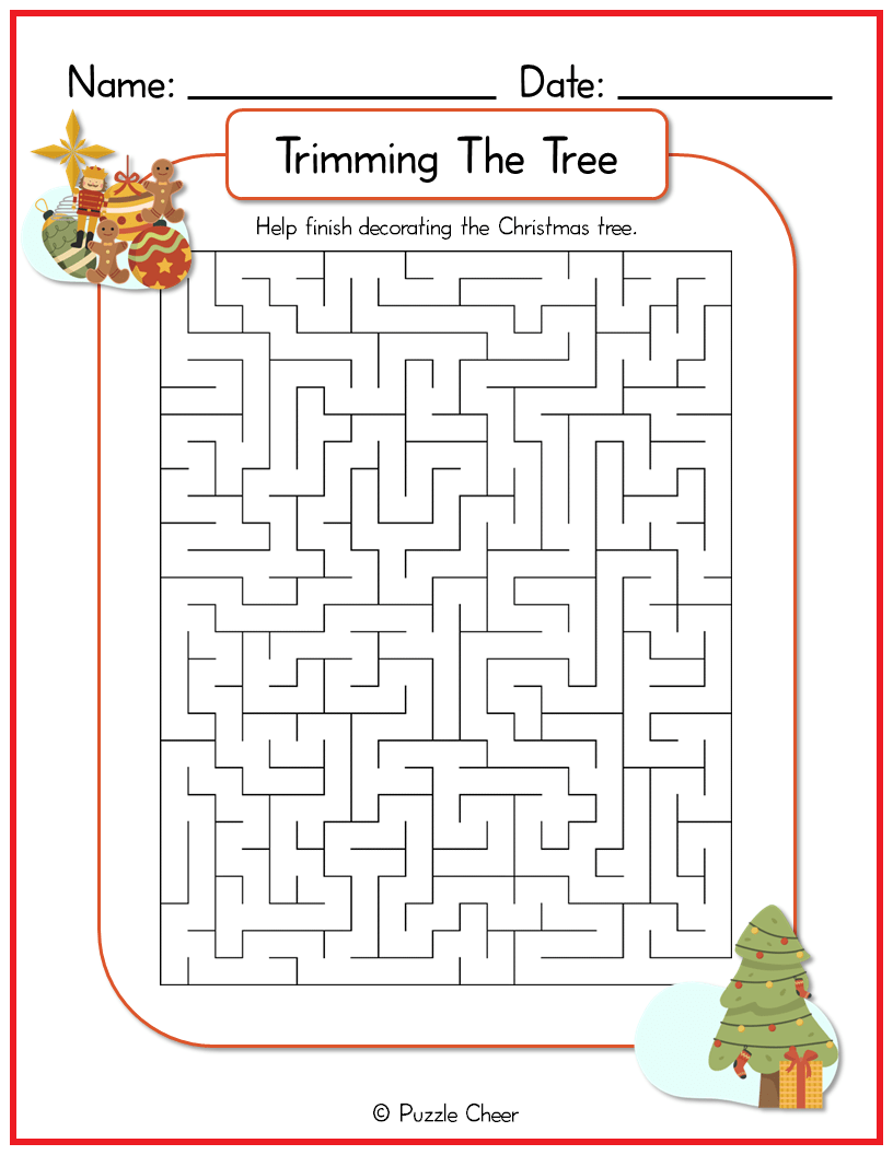 Trimming The Tree Christmas Maze Puzzle Puzzle Cheer