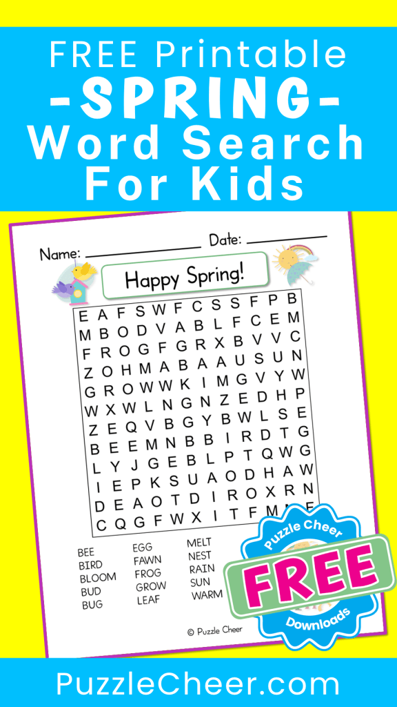 Easy Spring Word Search For Kids - Puzzle Cheer