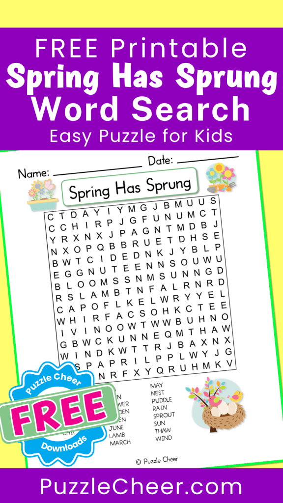 Spring Word Search For Kids - Puzzle Cheer