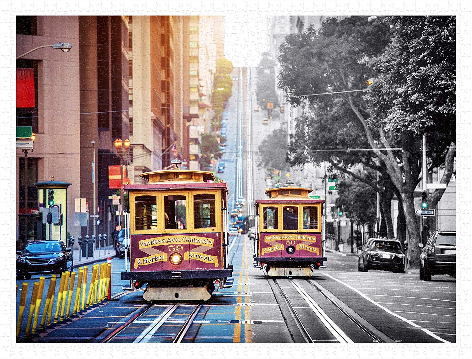 Pintoo 1200 Plastic Puzzle Cable Cars on California Street, San