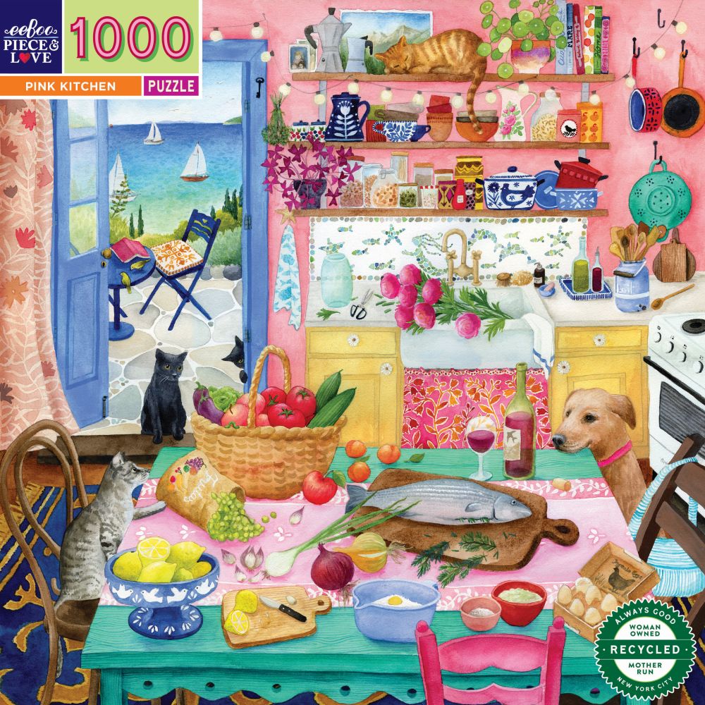 eeBoo Pink Kitchen 1000 Piece Jigsaw Puzzle