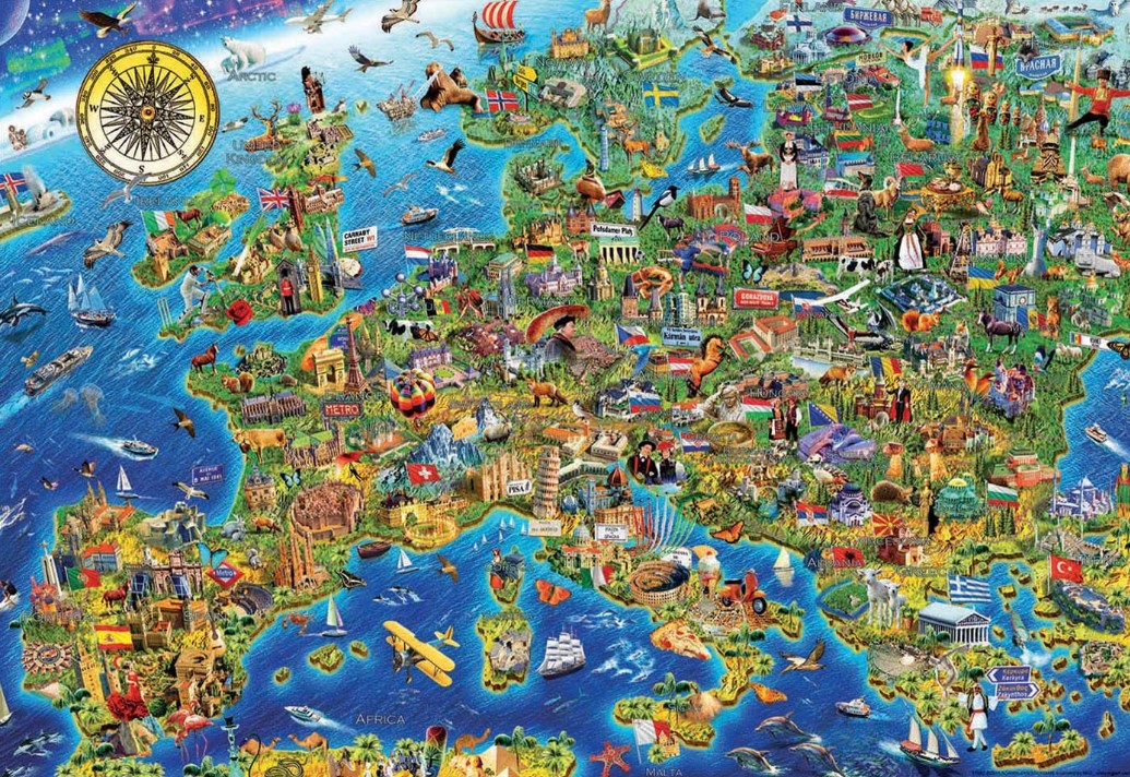 Map Of Europe Puzzle Educa Borras Crazy Europe Map Puzzle 500 PCS Puzzles Please