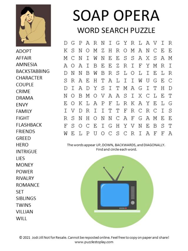 Soap Opera Word Search Puzzle Puzzles to Play