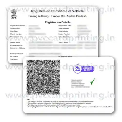 DigiLocker RC PVC Card Printing Service