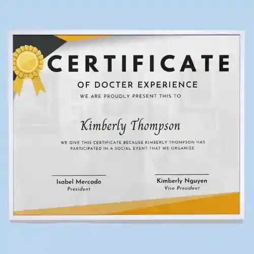 Doctor Experience Certificate Printing PVC CARD PRINTING