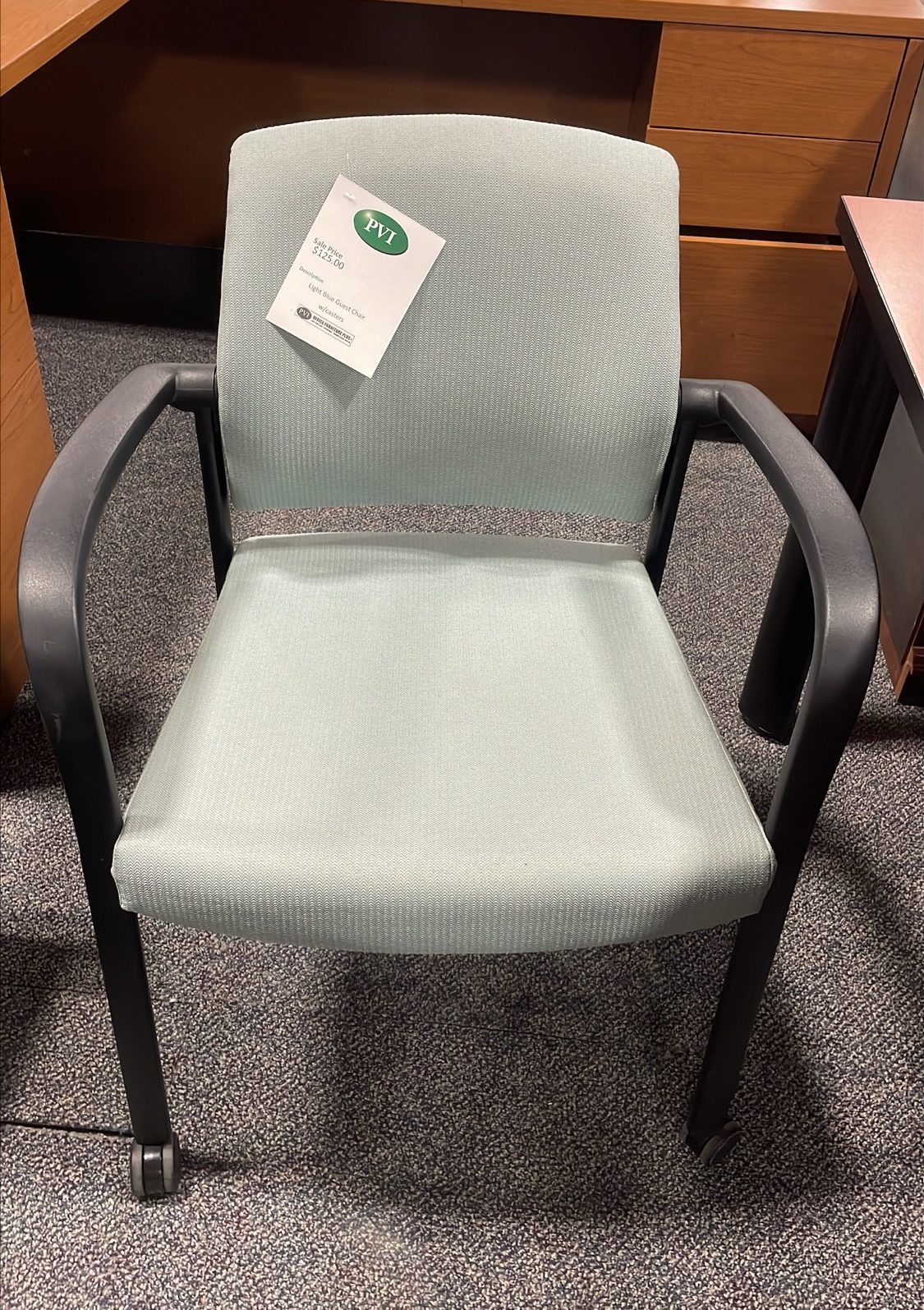 010421 Used Guest Chair w/Casters, Light Blue for Sale at PVI Office
