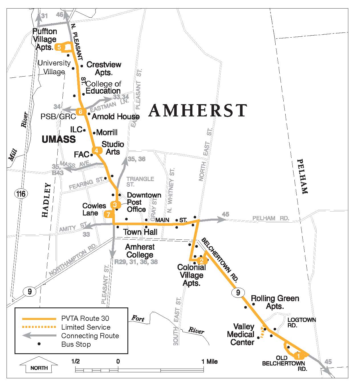 30 North Amherst/Old Belchertown Road Transportation Services UMass