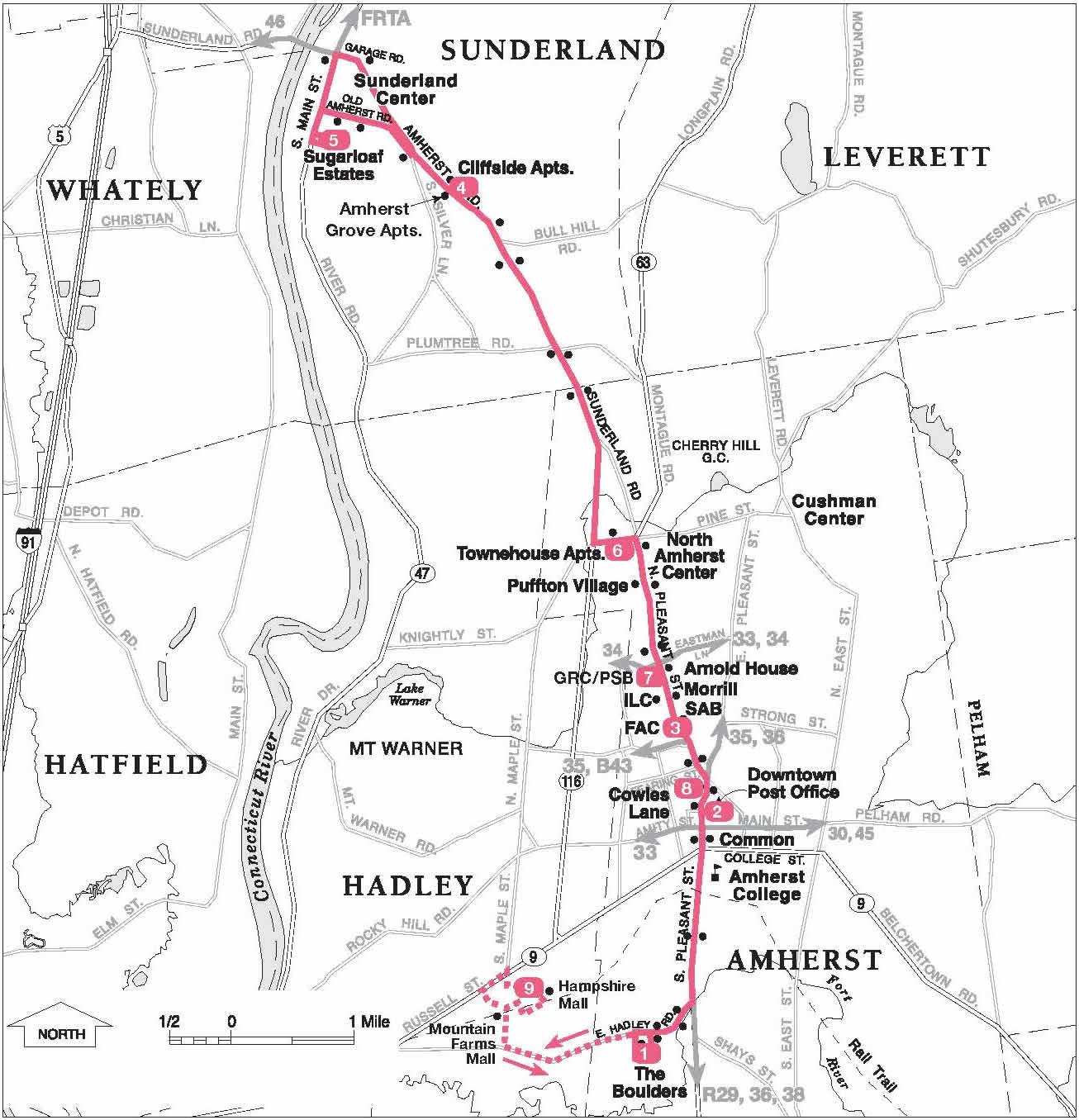 31 Sunderland/South Amherst Transportation Services UMass Amherst