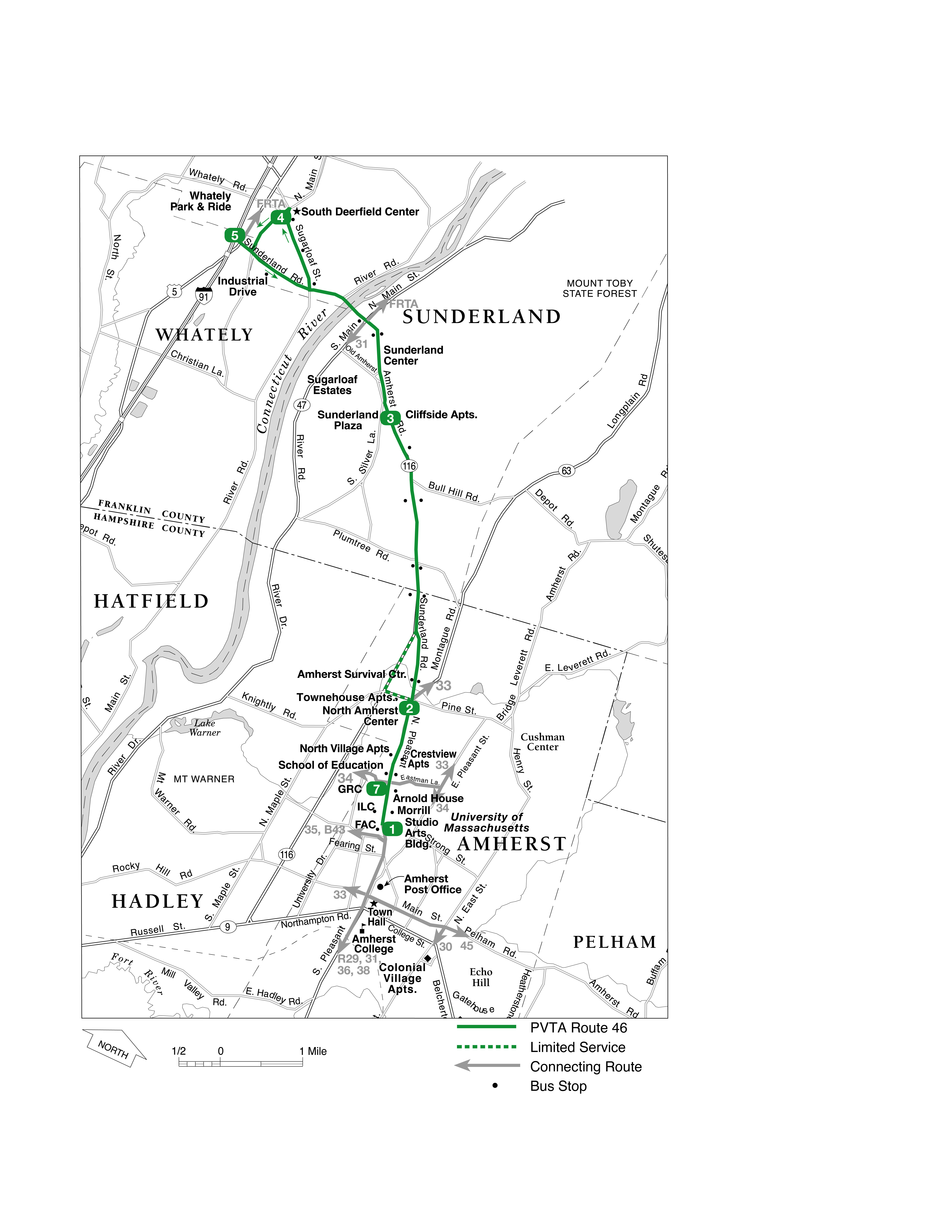 46 South Deerfield/UMass Transportation Services UMass Amherst