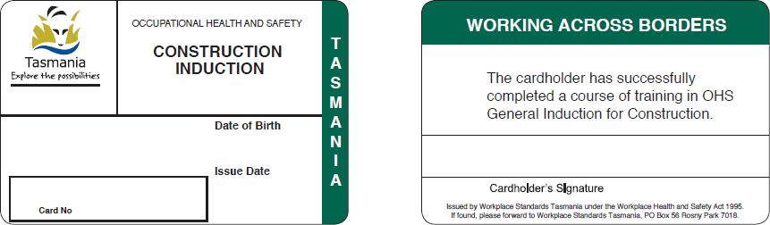 Recognition of General Construction Induction Training Cards