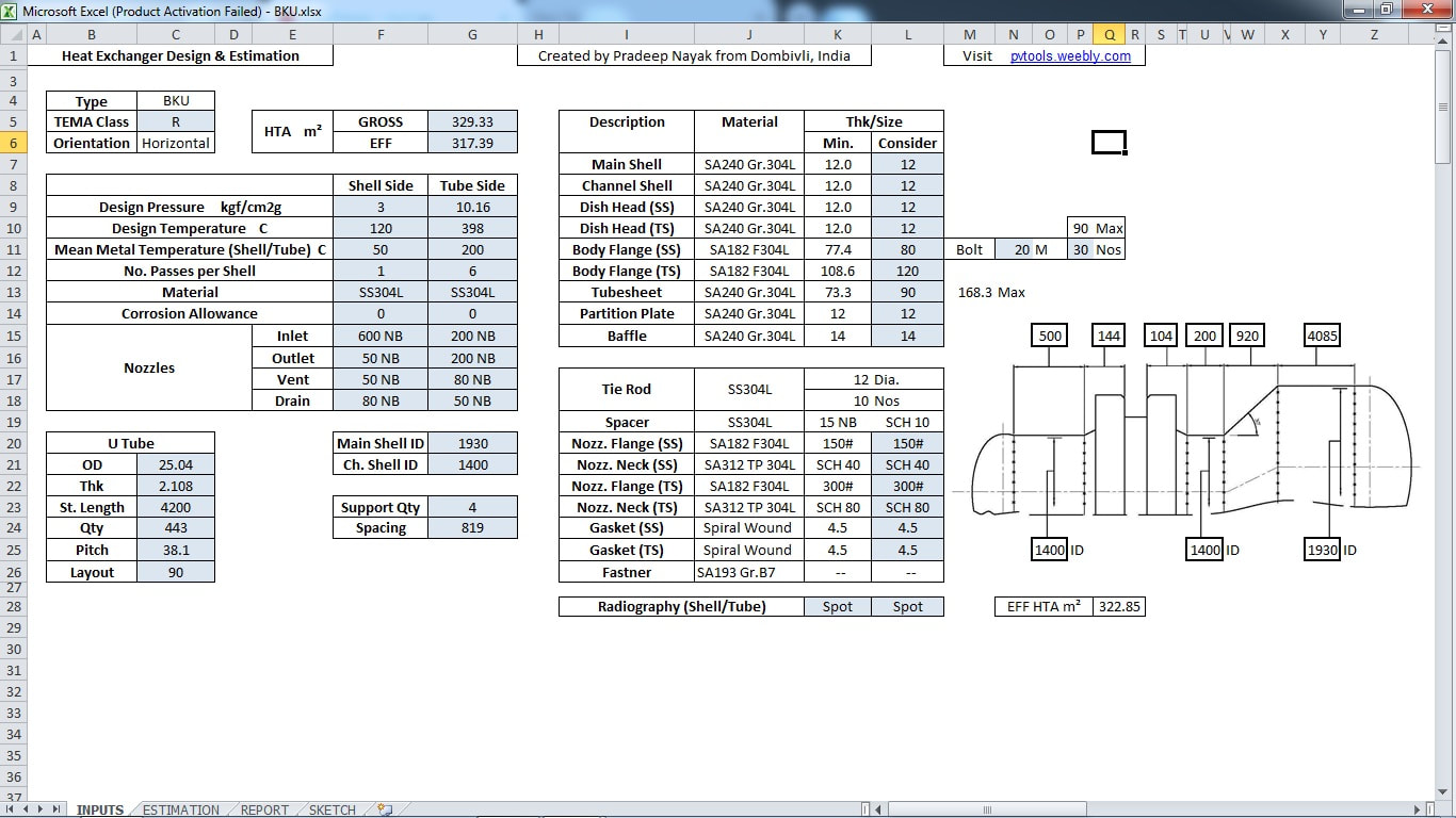 FLOATING HEAD HEAT EXCHANGER PVtools