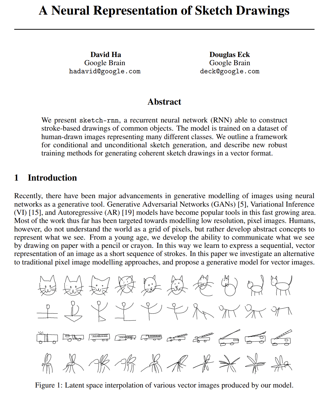 Ha & Eck (2017) A Neural Representation of Sketch Drawings (sketchrnn) — Deep Learning with