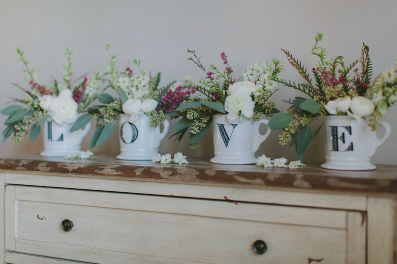 LOVE Mug Centerpiece Project Wedding
