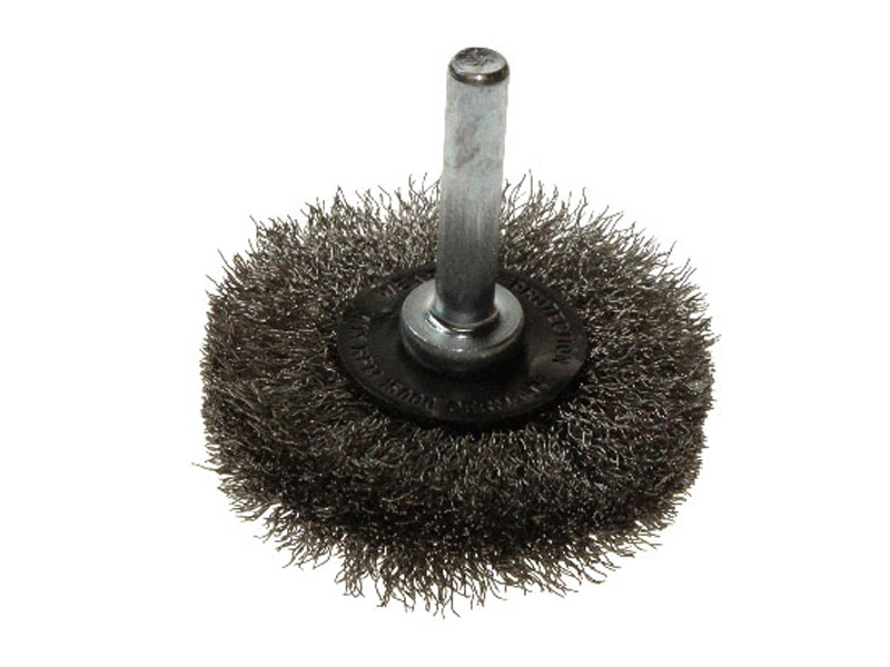 50mm Crimped St/St Shaft Mounted Circular Brush Wheel PWP Industrial